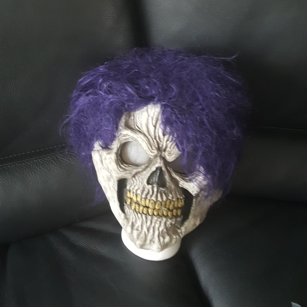 Vintage crazy purple hair skull mask